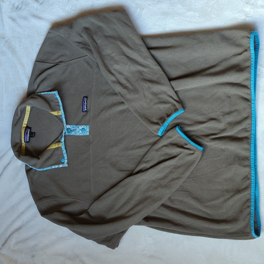 Patagonia Gray Teal Blue Warm Comfy Fleece Soft Sweatshirt